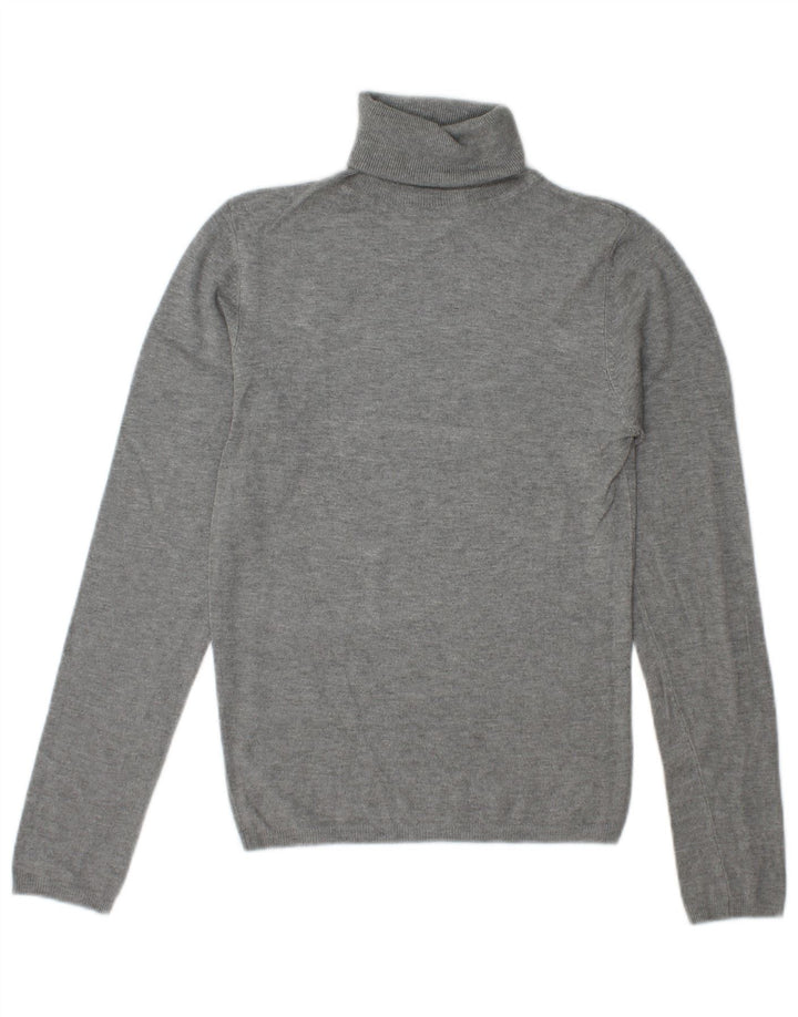 Zara Dame Rullehals Sweater UK 10 Small Grey Rayon
