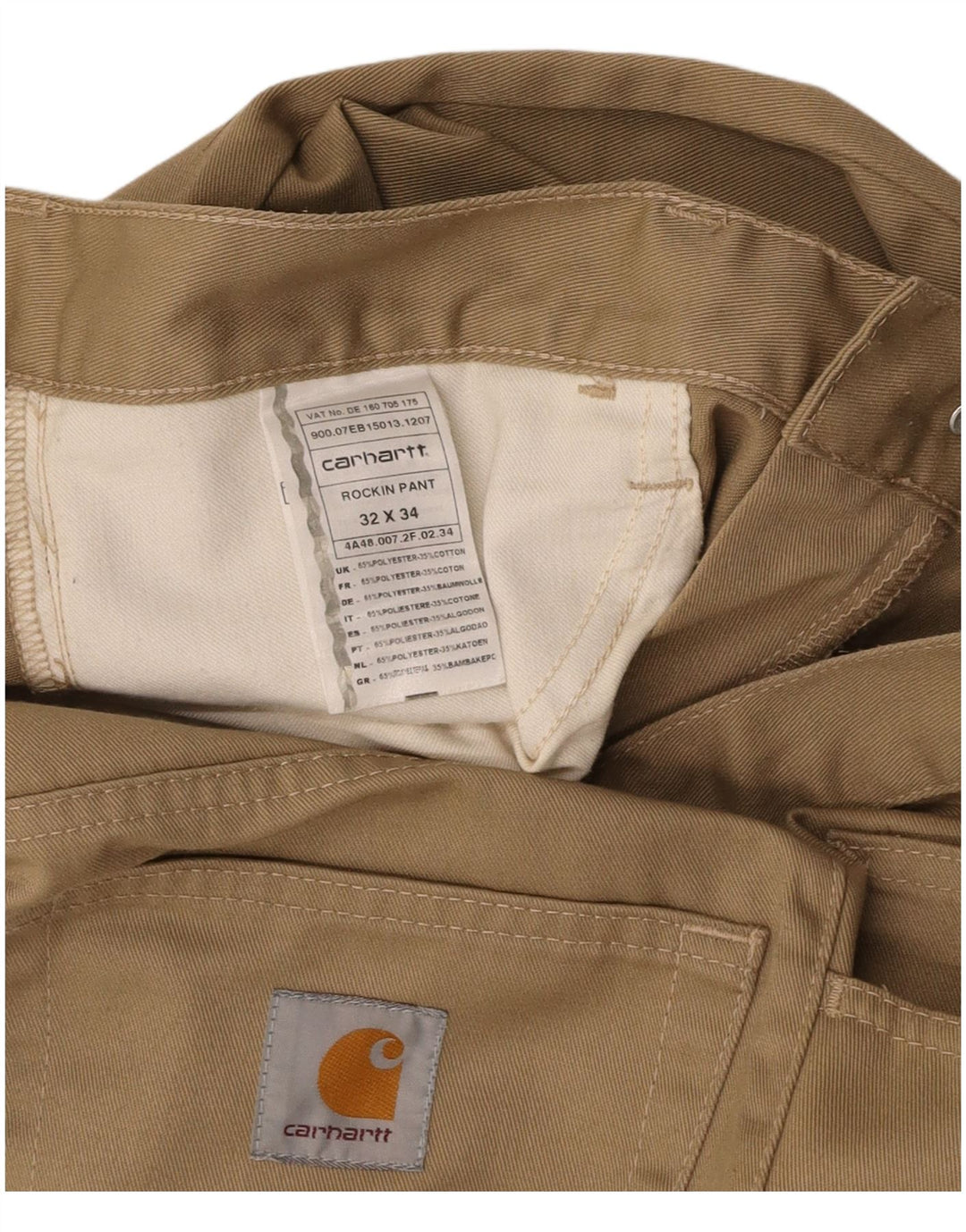 CARHARTT Herre Bootcut Casual Bukser W32 L34 Beige Polyester