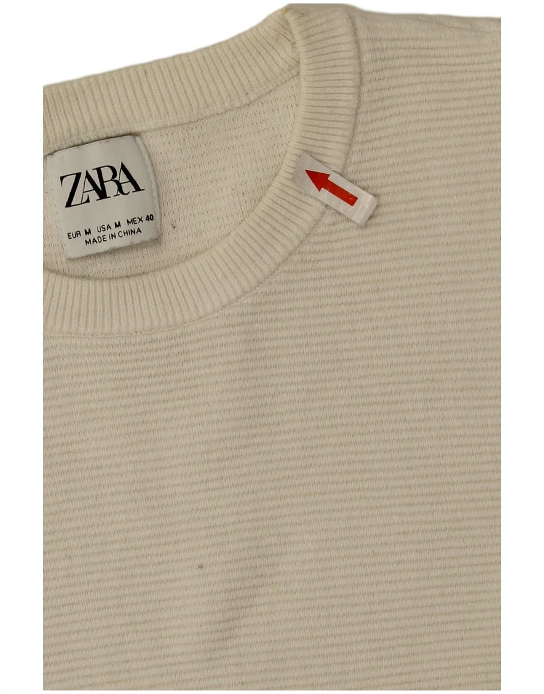 Zara Herre sweater med rund hals, mellem hvid bomuld
