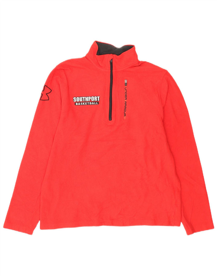 Under Armour Herre grafisk lynlås hals fleece jumper stor rød polyester