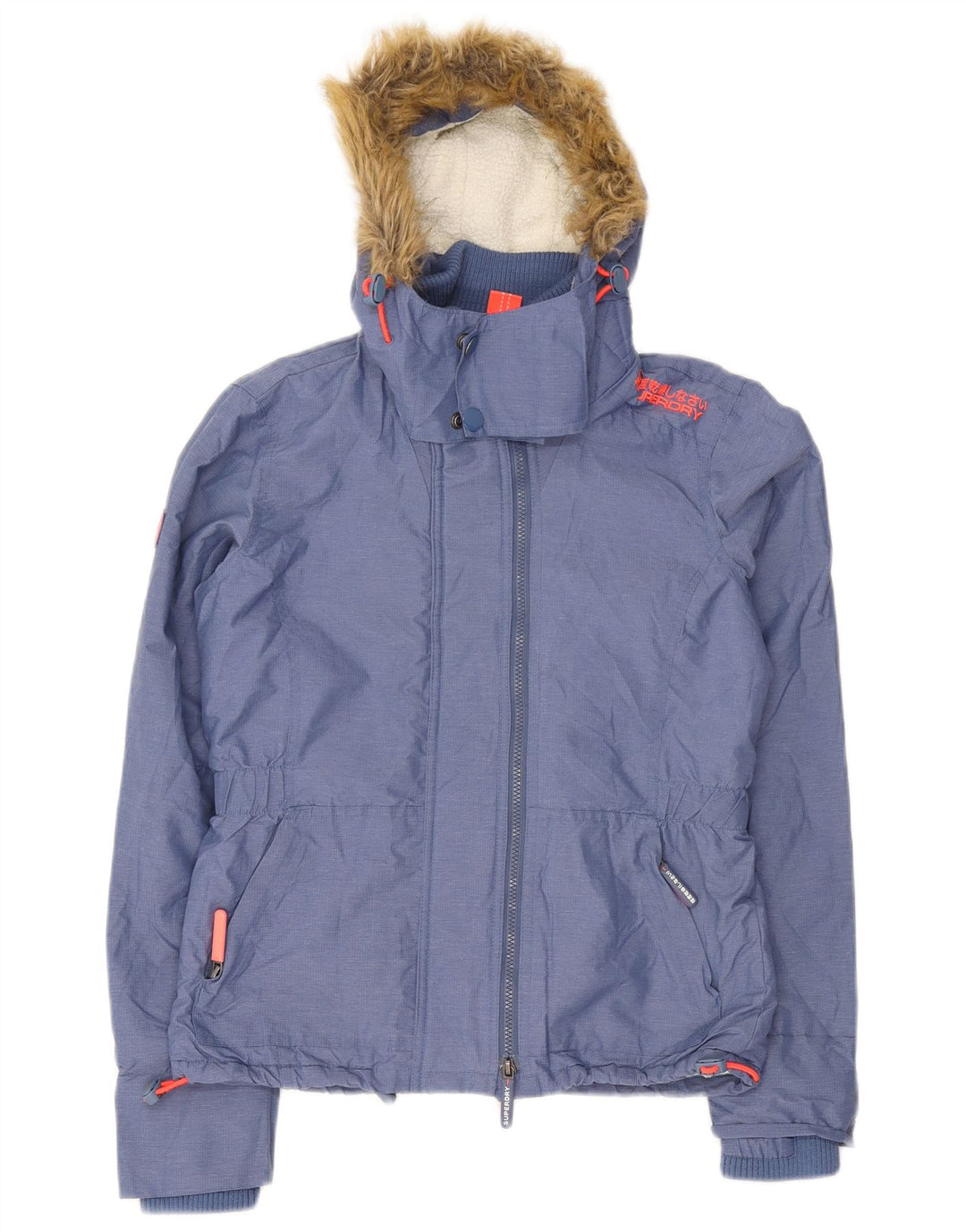 Superdry Sherpa Windbreaker-jakke med hætte til kvinder UK 14 Medium Blue