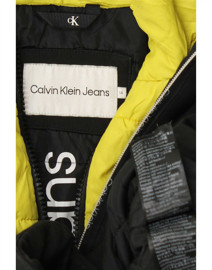 Calvin Klein Jeans Drenge Hættetrøje Vatteret Jakke 13-14 år Sort Polyester