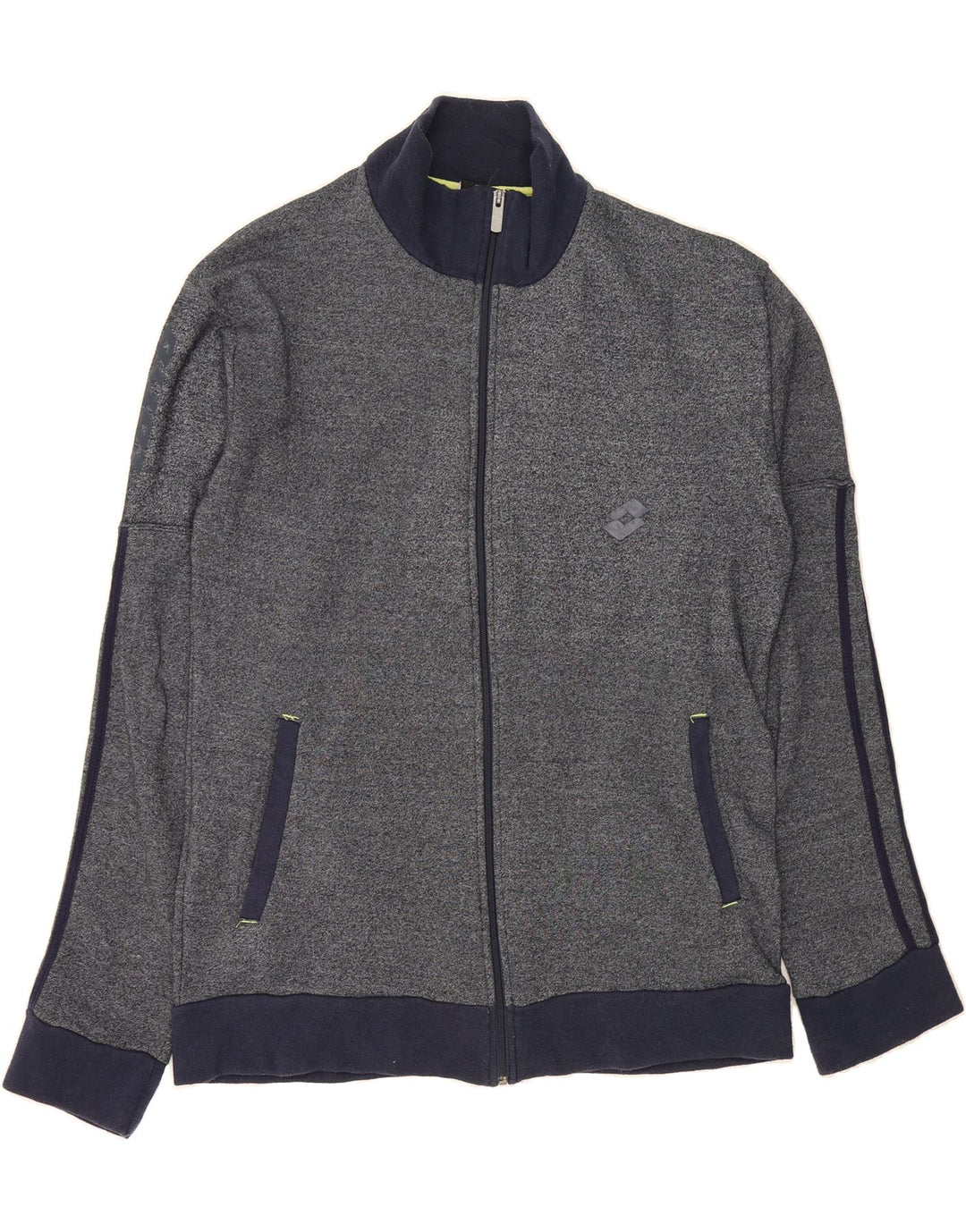 LOTTO Mens Tracksuit Top Jacket 2XL Navy Blue Flecked Cotton Vintage Lotto and Second-Hand Lotto from Messina Hembry 