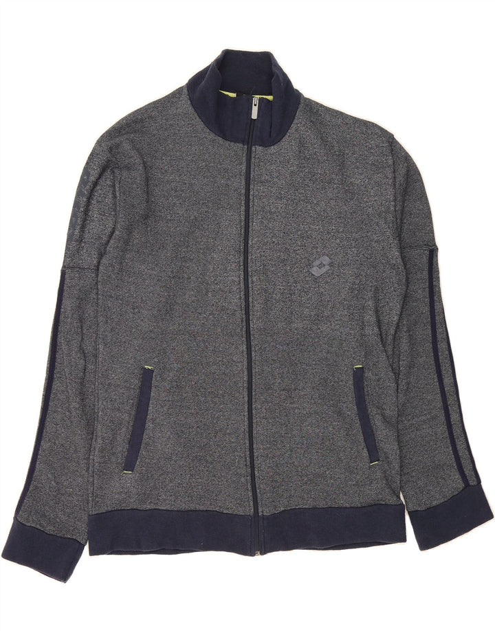 LOTTO Mens Tracksuit Top Jacket 2XL Navy Blue Flecked Cotton Vintage Lotto and Second-Hand Lotto from Messina Hembry 