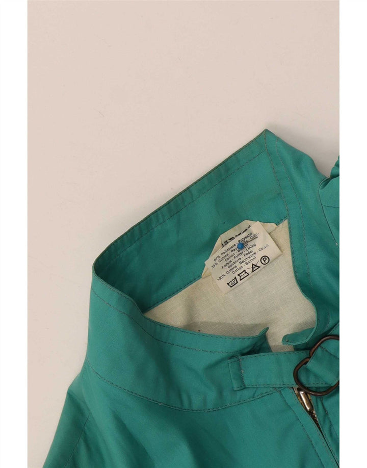 Vintage dame bomberjakke UK 12 Medium Turkis Colourblock Polyester