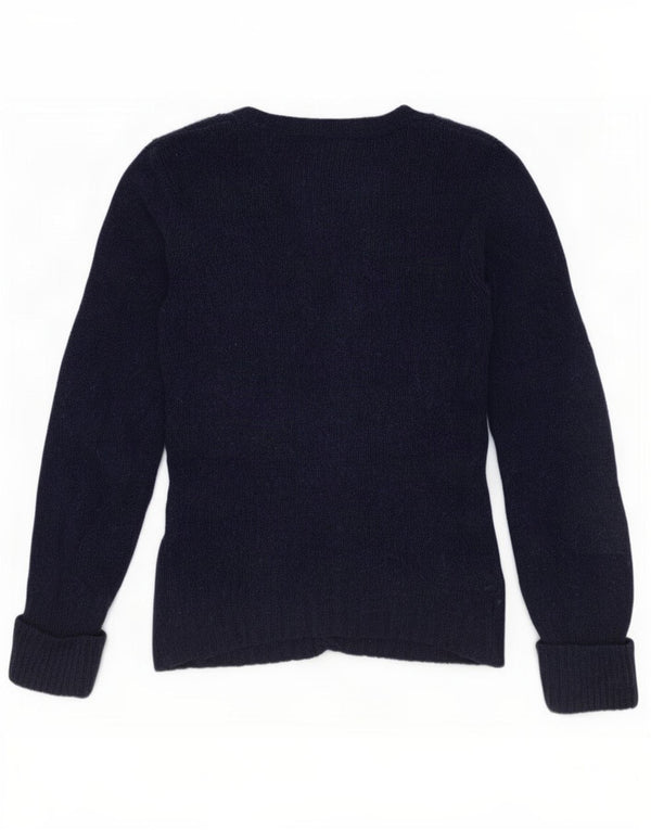 Massimo Dutti Dame Cardigan Sweater UK 12 Medium Navy Blue Bomuld