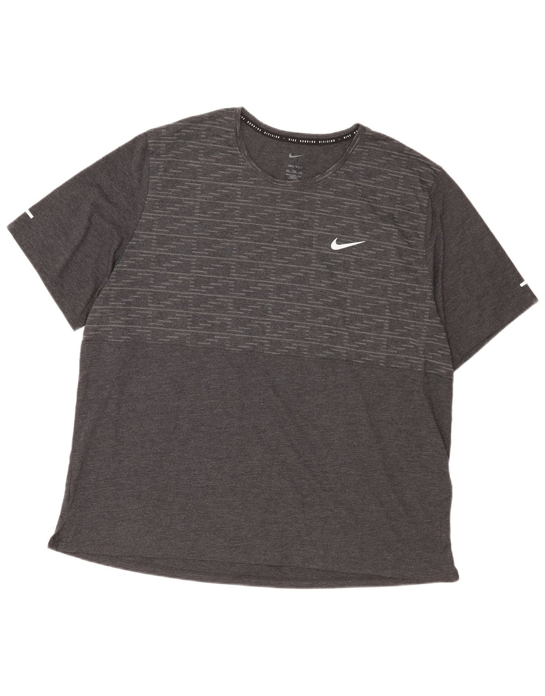 Nike Herre Dri Fit T-shirt Top 2XL Grå Geometrisk Polyester