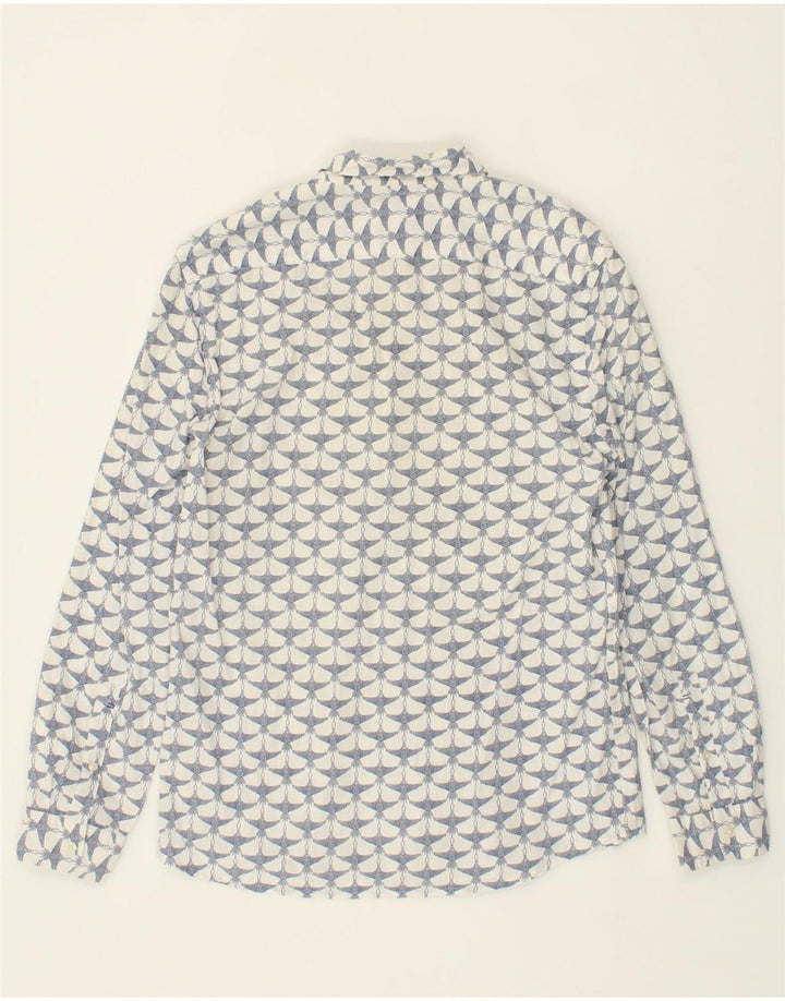 JULES Mens Abstract Pattern Slim Shirt Large White Cotton Vintage Jules and Second-Hand Jules from Messina Hembry 