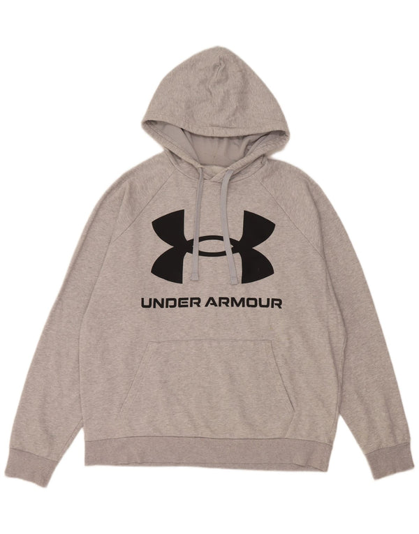 Under Armour Mens Graphic Hoodie Jumper Large Grey Flecked Cotton