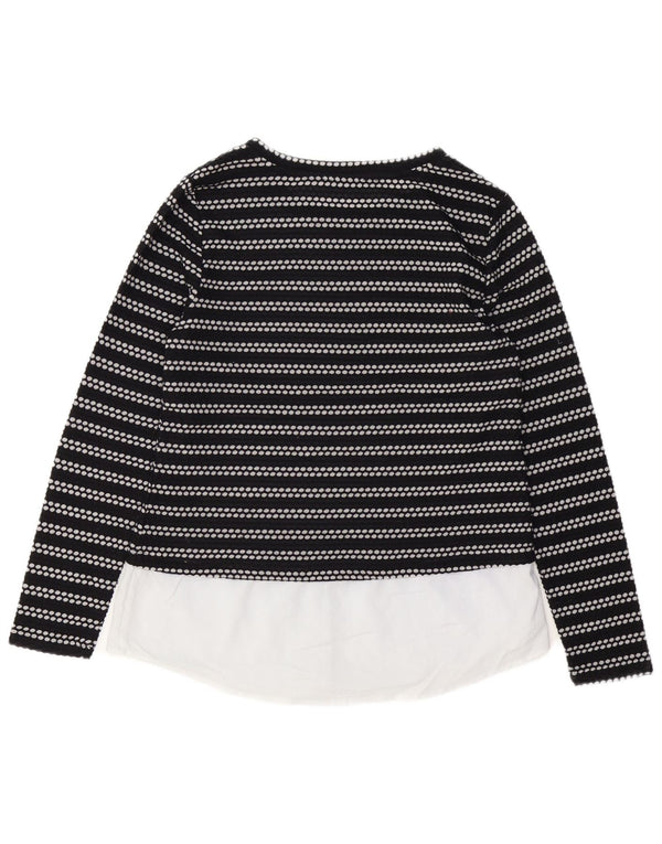 CALVIN KLEIN Dame Top Langærmet UK 12 Medium Sort Stribet