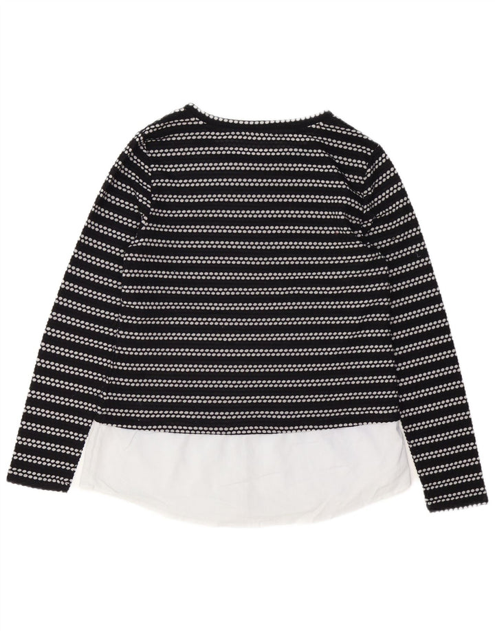 CALVIN KLEIN Dame Top Langærmet UK 12 Medium Sort Stribet