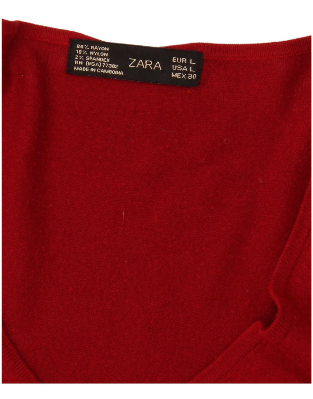 Zara Dame V-hals sweater UK 14 Large Red Rayon