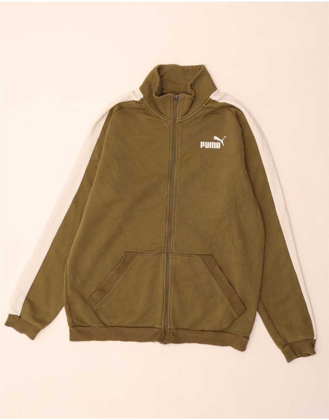 PUMA Træningsdragt til mænd Topjakke Medium Khaki Colourblock Bomuld