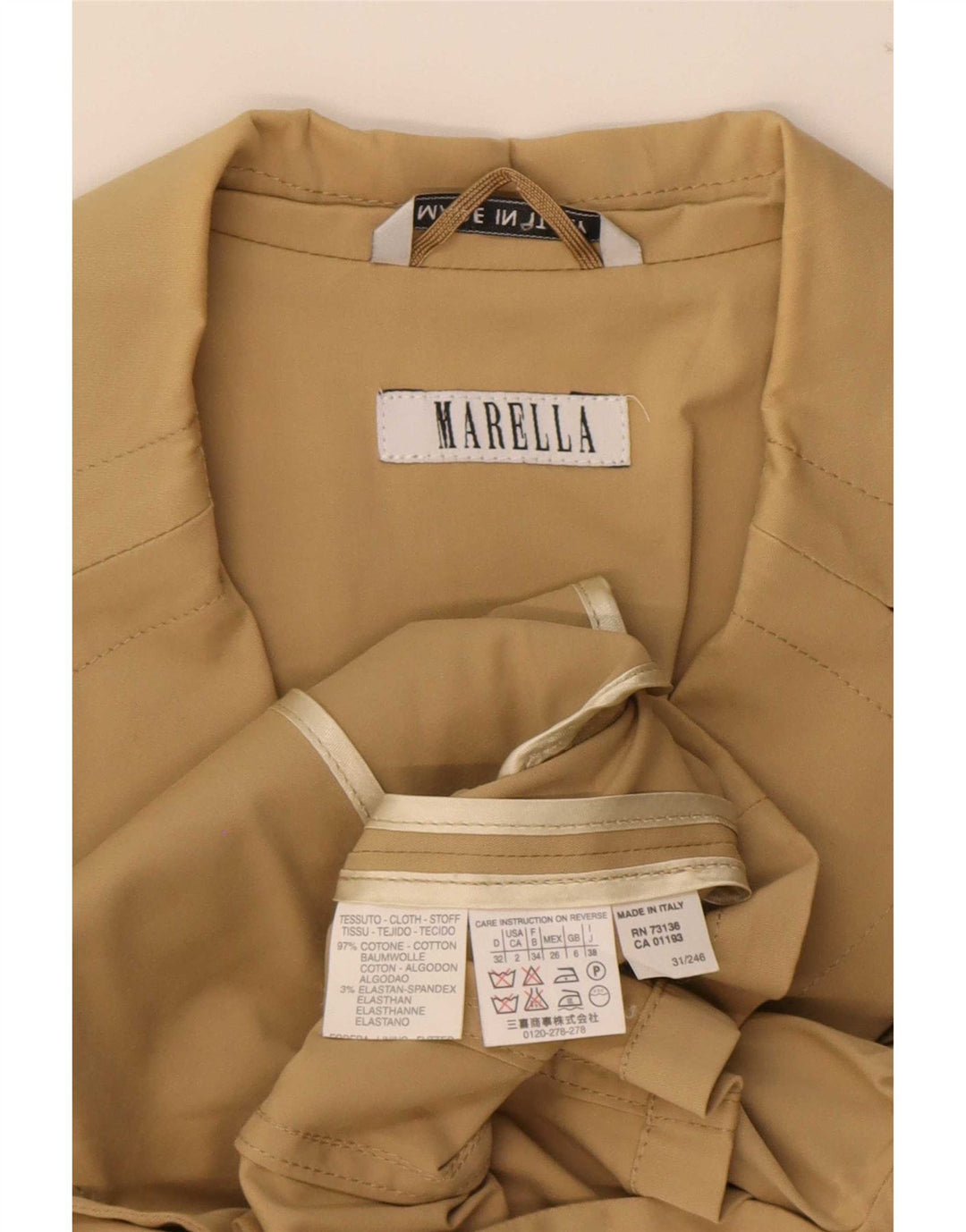 Marella Dame 3-knaps blazerjakke UK 6 XS Beige Bomuld