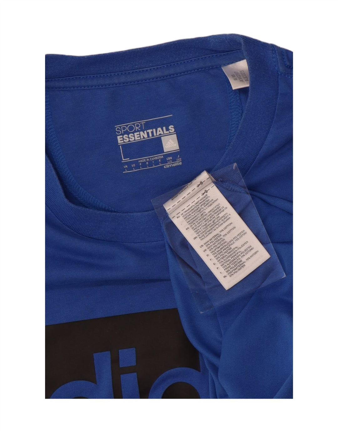 ADIDAS Mens Climalite Graphic T-Shirt Top Large Blue Cotton