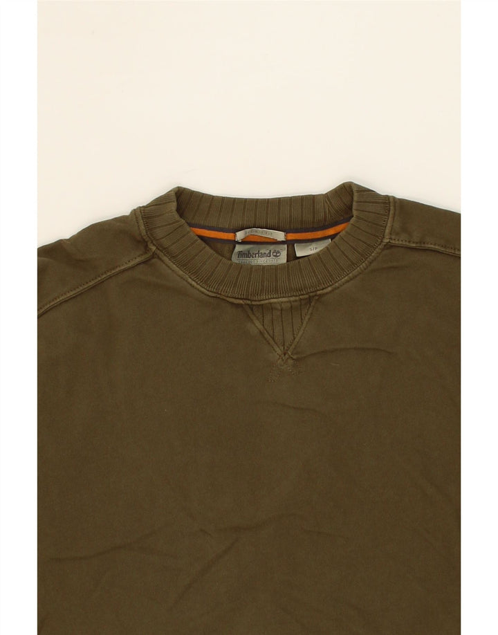 TIMBERLAND Mens Regular Fit Sweatshirt Jumper Small Khaki Cotton Vintage Timberland and Second-Hand Timberland from Messina Hembry 