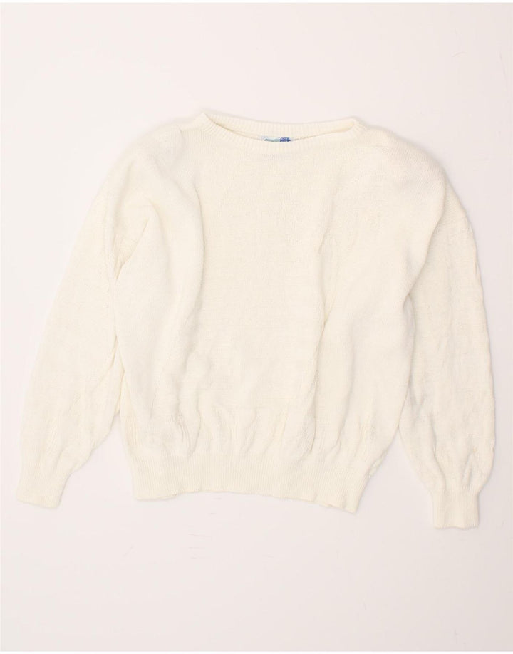 VINTAGE Womens Oversized Boat Neck Jumper Sweater EU 40 Medium White Vintage Vintage and Second-Hand Vintage from Messina Hembry 