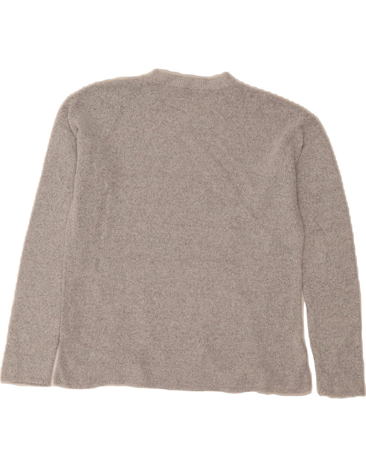 BENETTON Womens Graphic Crew Neck Jumper Sweater UK 14 Medium Grey Vintage Benetton and Second-Hand Benetton from Messina Hembry 