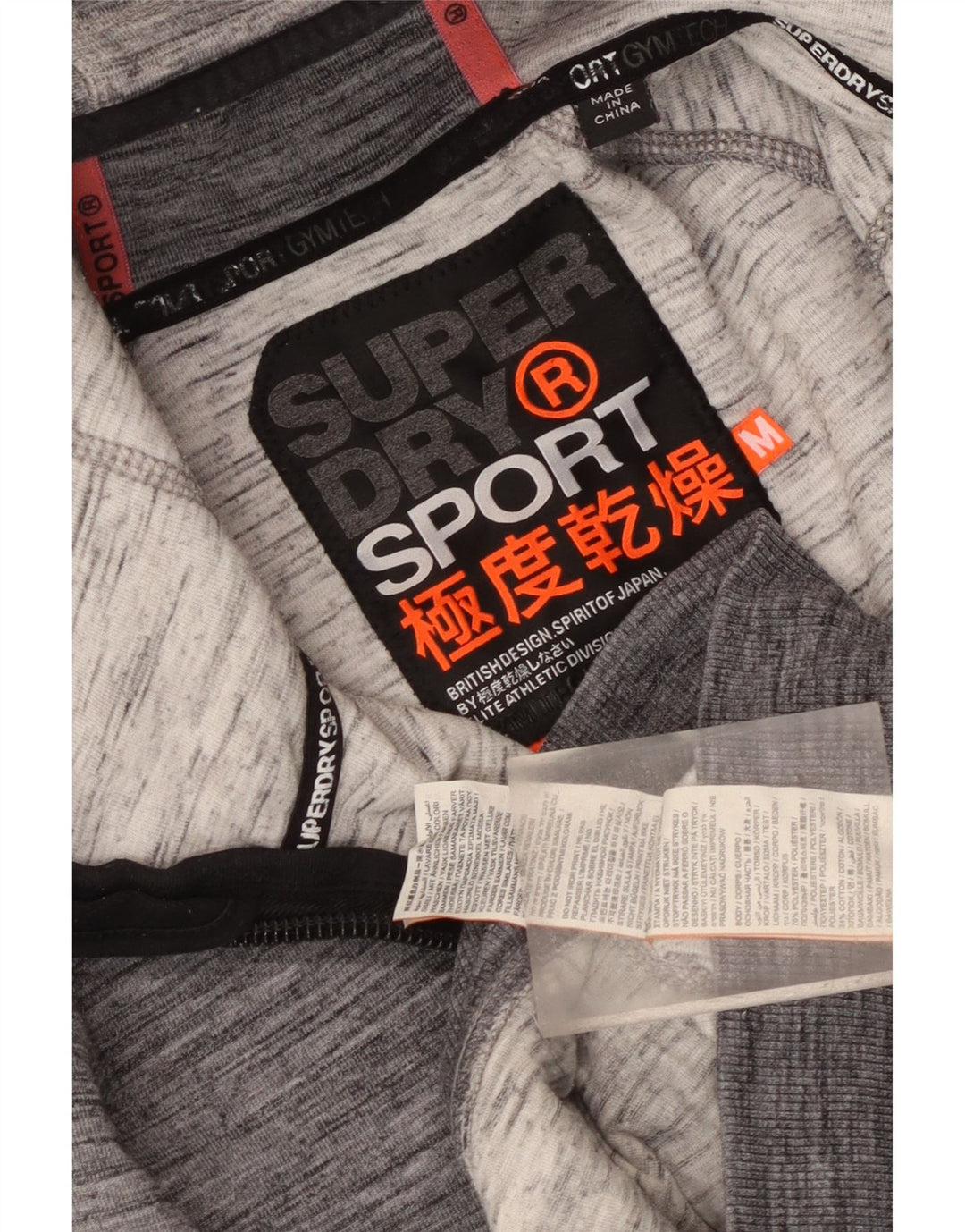 Superdry Herre grafisk hættetrøje med lynlås, mellemgrå flækket polyester