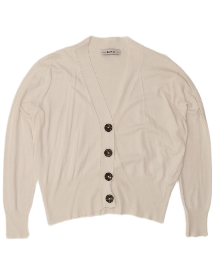 Zara Dame Cardigan Sweater UK 14 Medium White