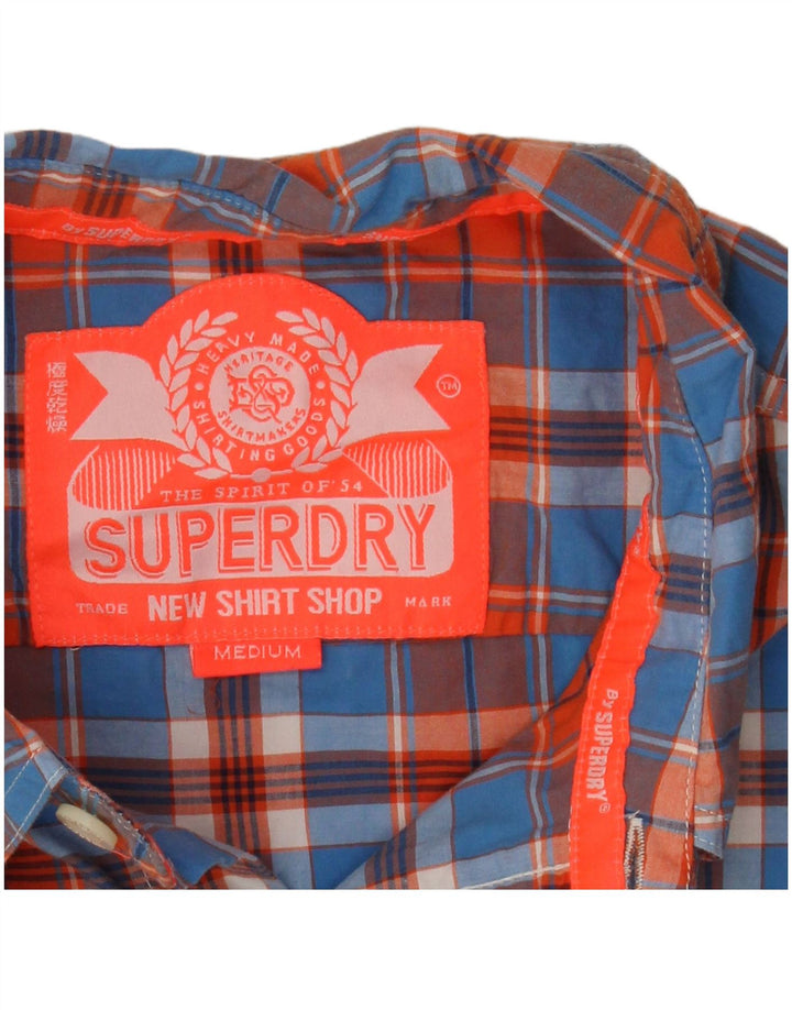 SUPERDRY Kortærmet Herreskjorte Medium Blue Ternet Bomuld