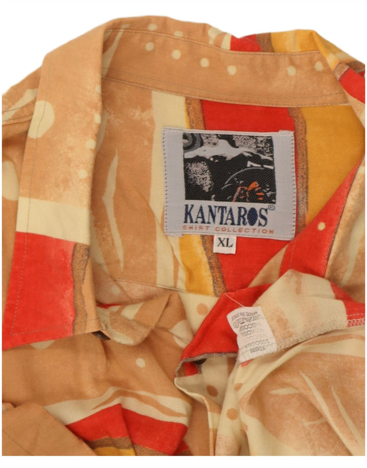 Kantaros Kortærmet Herreskjorte XL Flerfarvet Patchwork Viscose
