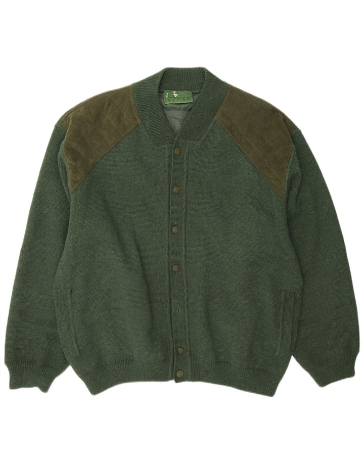 Folk Strik Bomber Jacket IT 54 2XL Grøn Farveblok