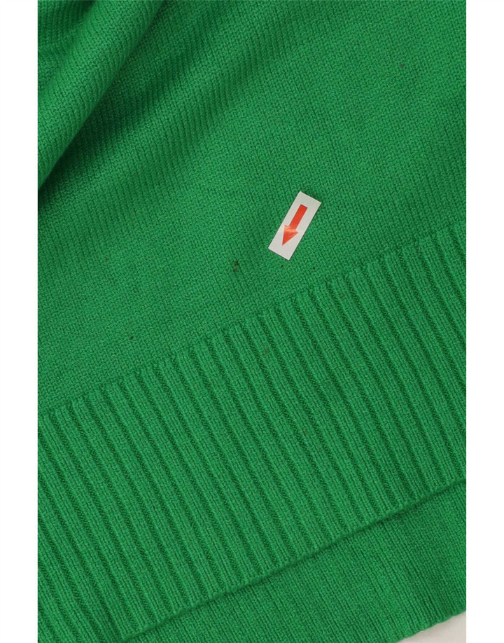 Zara Dame Oversized Zip Neck Jumper Sweater UK 10 Small Green Polyester