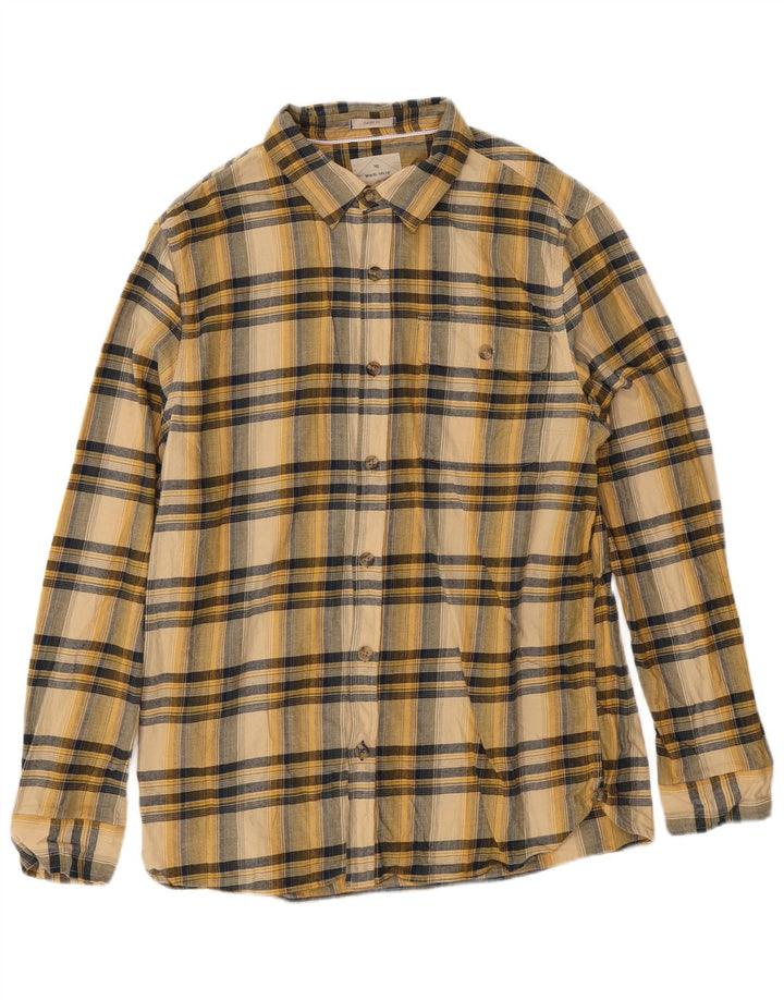White Stuff Herre flannelskjorte Stor gul ternet bomuld