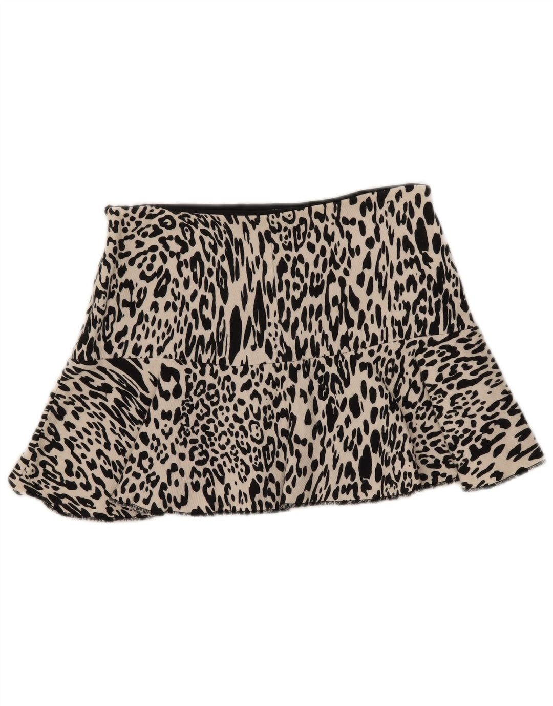 Zara Dame Mini Nederdel Medium W28 Off White Animal Print