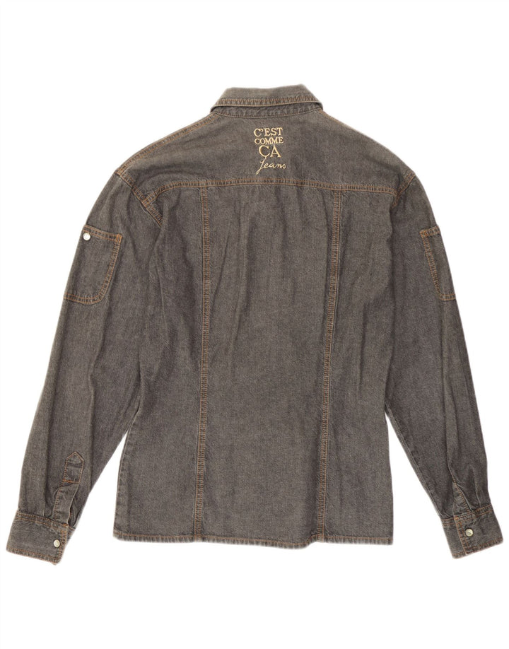 C'EST COMMECA Dame Denim Shirt UK 16 Large Grå