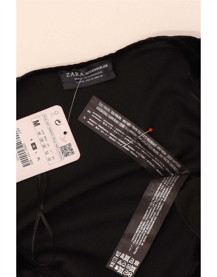 Zara Langærmet Velour Bodysuit UK 12 Medium Sort Colourblock