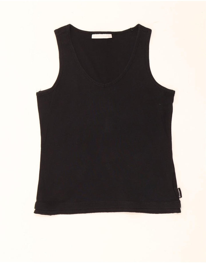 CHAMPION Womens Crop Vest Top UK 12 Medium Sort Bomuld
