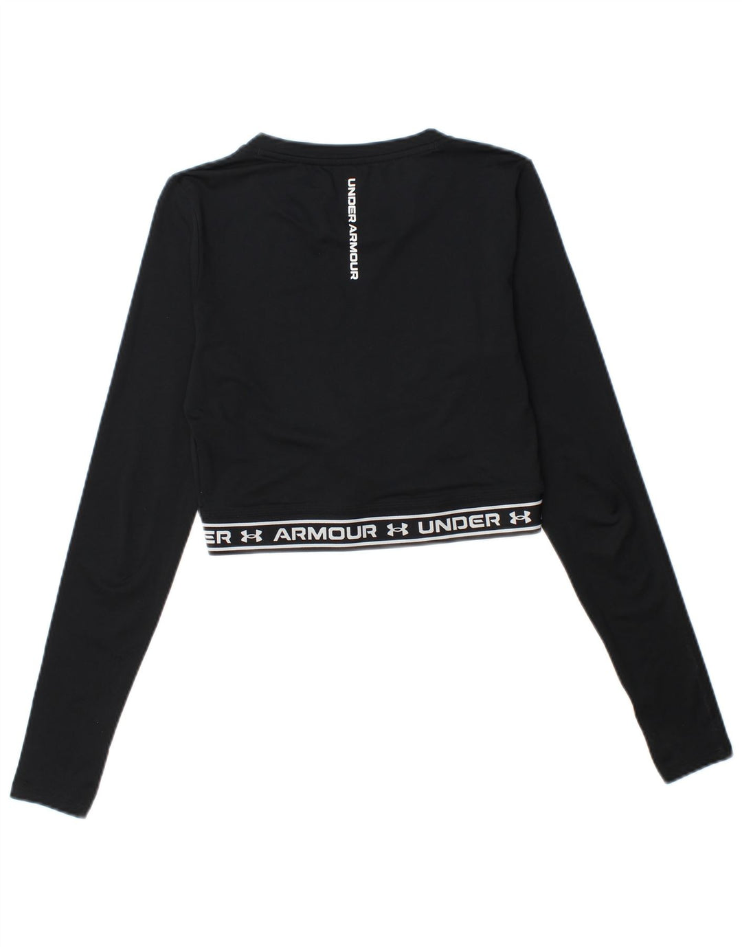 Under Armour Dame Crop Grafisk Top Langærmet UK 10 Lille Sort