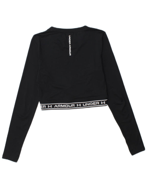 Under Armour Dame Crop Grafisk Top Langærmet UK 10 Lille Sort