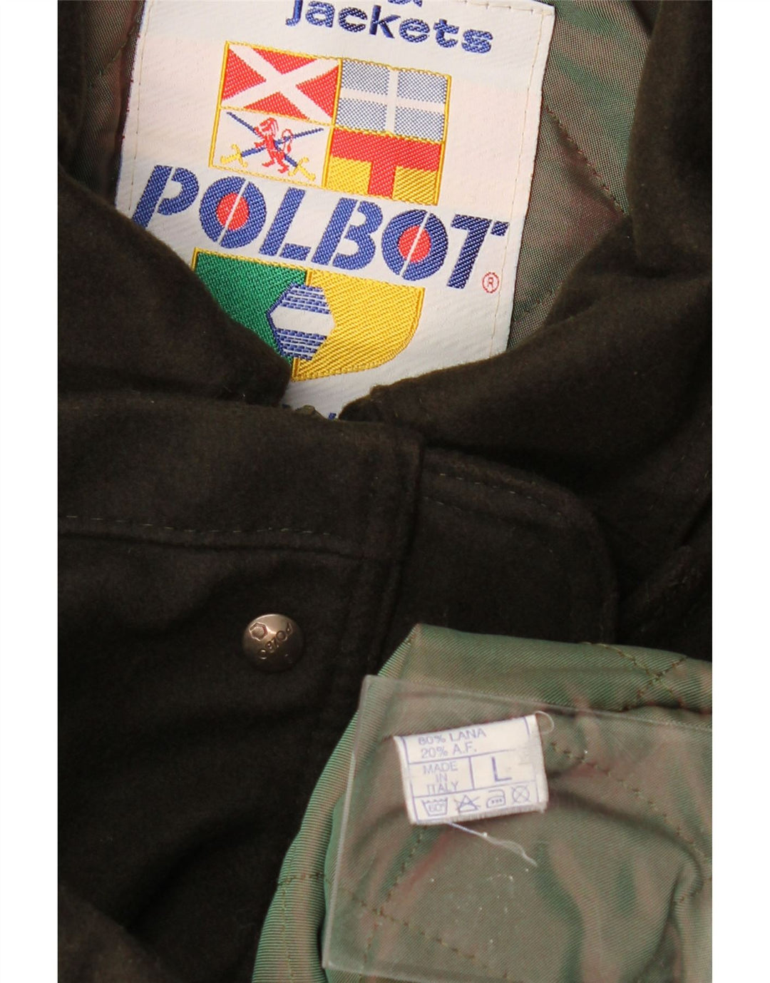 POLBOT Herre Hætteoverfrakke UK 40 Large Khaki Wool