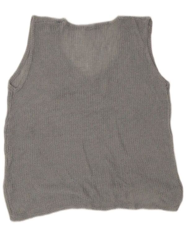 Zara Dame Oversized Vest Tank Top UK 14 Medium Grå Akryl