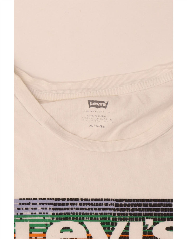 Levi's Herre grafisk T-shirt top XL hvid bomuld