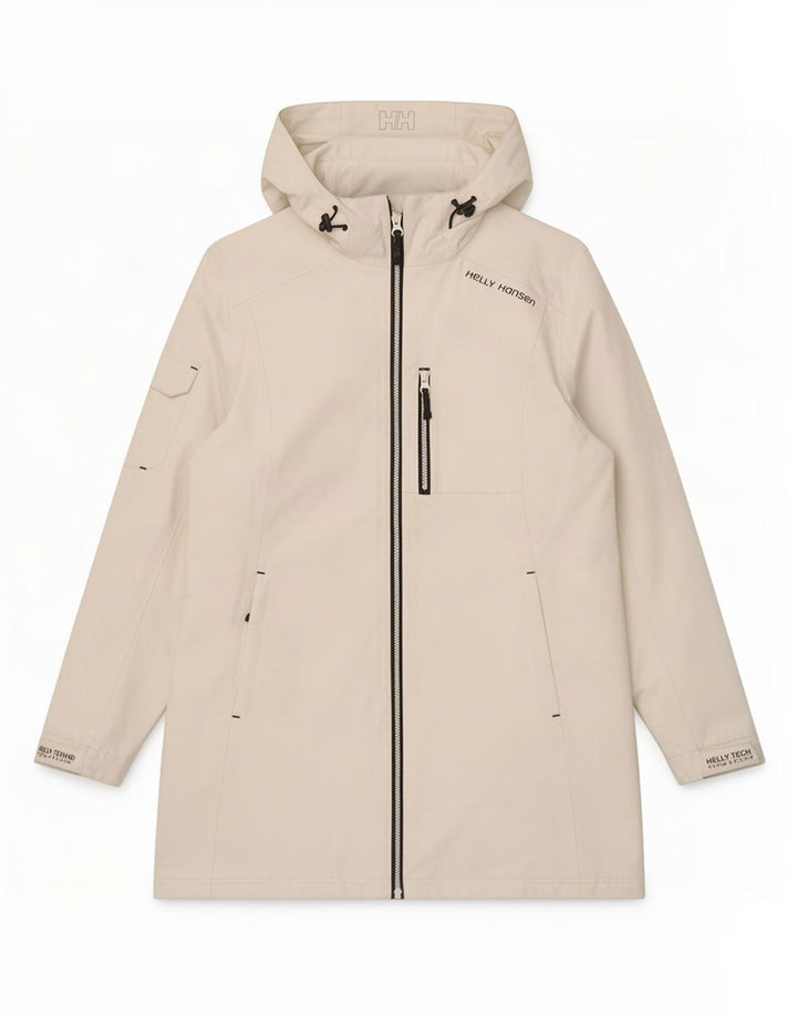 Helly Hansen Regnfrakke med hætte til kvinder UK 16 Large White Polyester