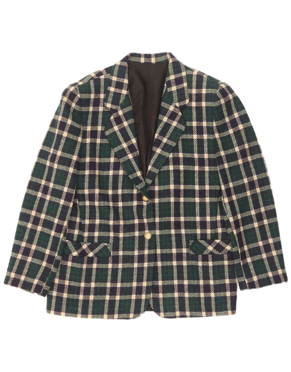 Vintage Womens 2 Button Blazer Jacket IT 44 Medium Green Check Wool