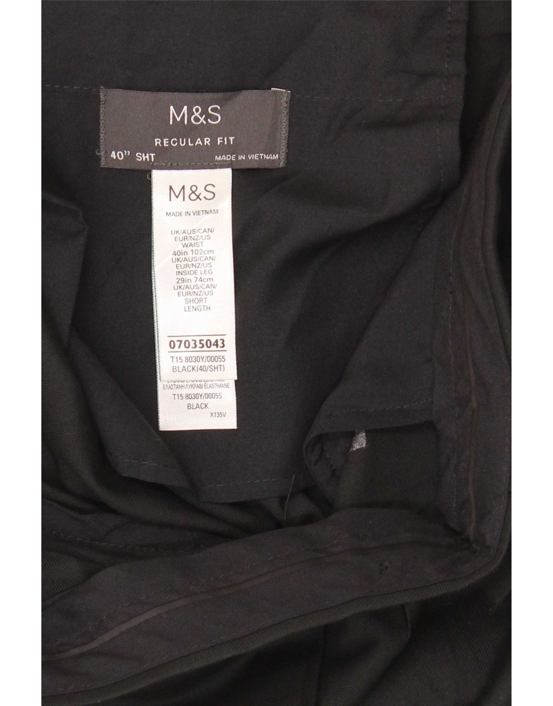 Marks & Spencer Herre Regular Fit Suit Bukser W40 L29 Sort Polyester