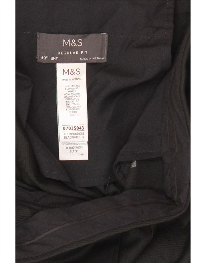 Marks & Spencer Herre Regular Fit Suit Bukser W40 L29 Sort Polyester