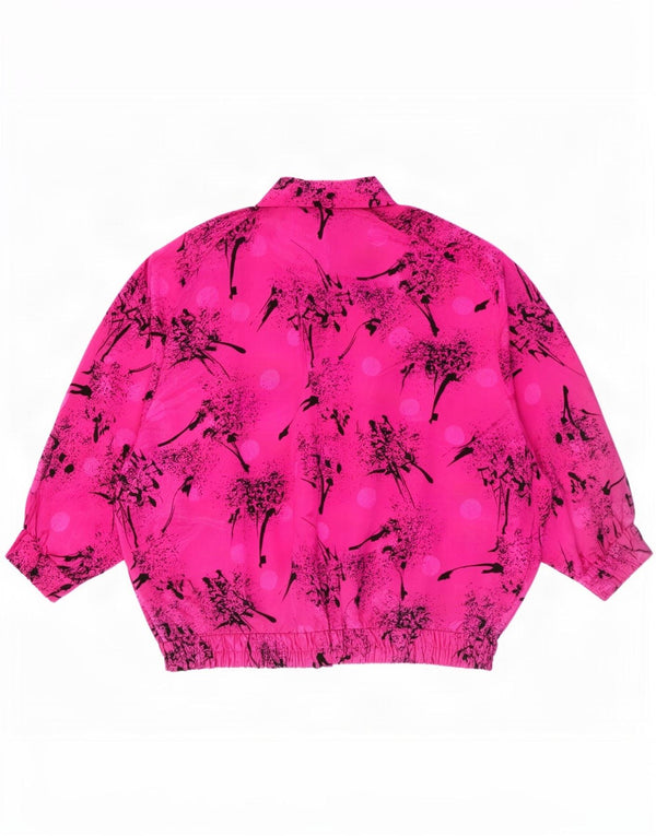 Vintage kvinders abstrakt mønster skjorte bluse EU 50 3XL Pink Polyester
