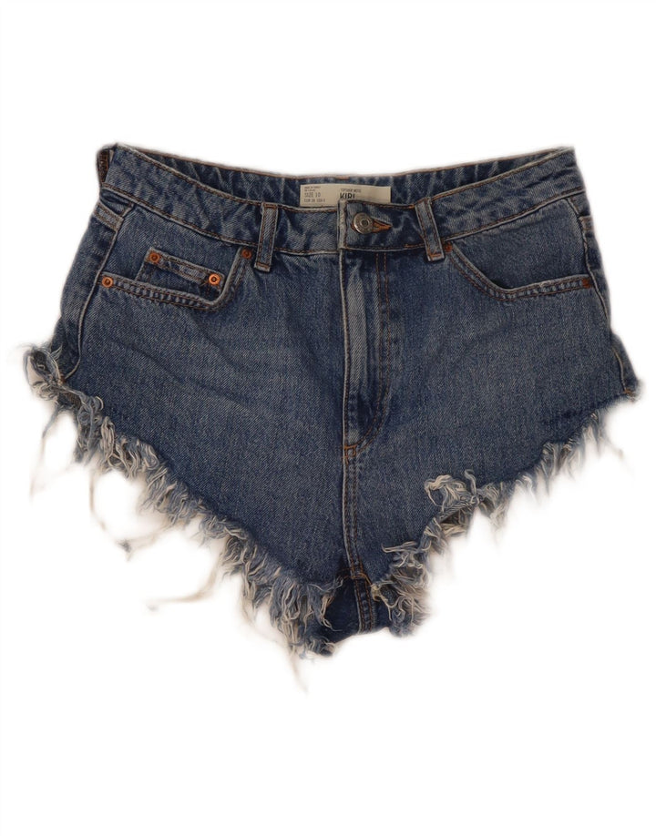 TOPSHOP Dame Kiri Denim Shorts UK 10 Small W28 Blue Polyester