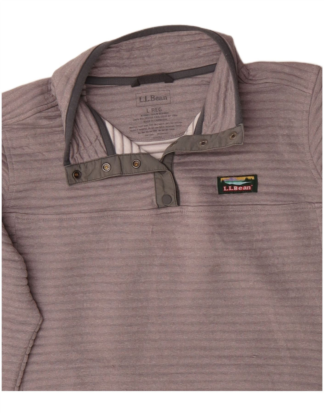 L.L.Bean Dame Button Neck Sweatshirt Jumper UK 16 Large Grå Polyester