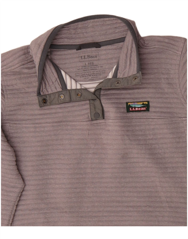 L.L.Bean Dame Button Neck Sweatshirt Jumper UK 16 Large Grå Polyester