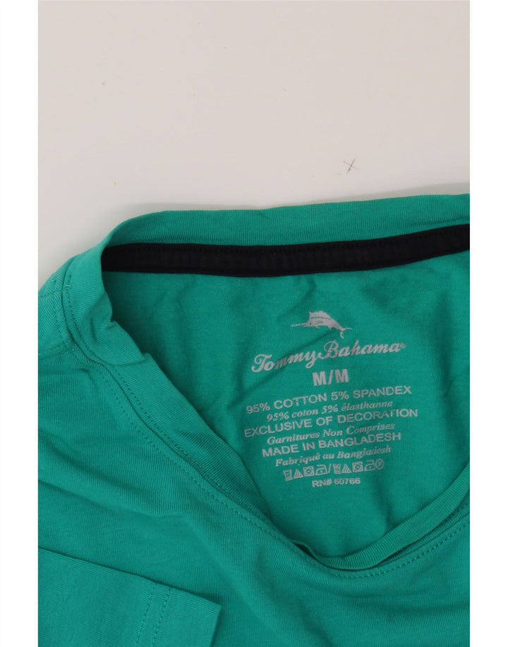TOMMY BAHAMA Mens T-Shirt Top Medium Turquoise Cotton Vintage Tommy Bahama and Second-Hand Tommy Bahama from Messina Hembry 