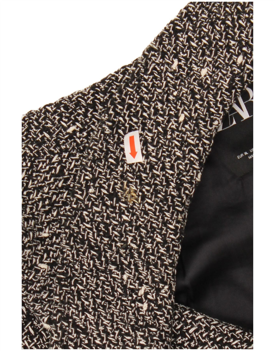 ZARA Dame Oversized Crop Blazer Jacket UK 18 XL Sort Flecked