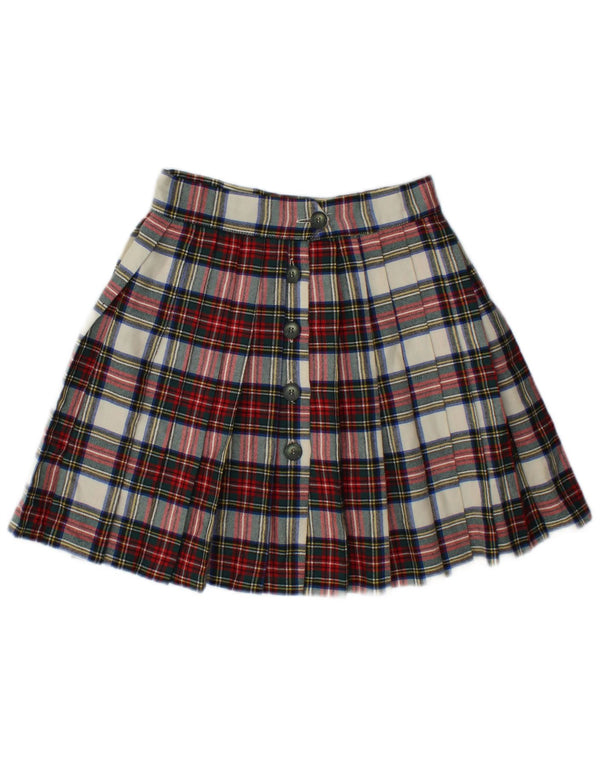 Swish Dame Mini Plisseret Nederdel IT 44 Medium W28 Flerfarvet Plaid Uld