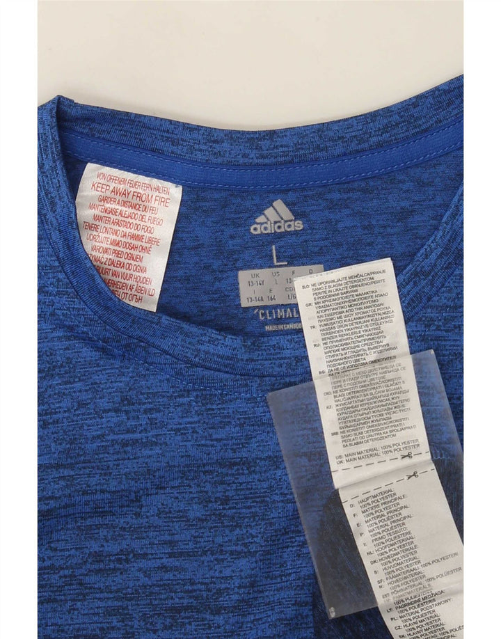 Adidas drenge Climalite T-shirt top 13-14 år stor blå plettet polyester